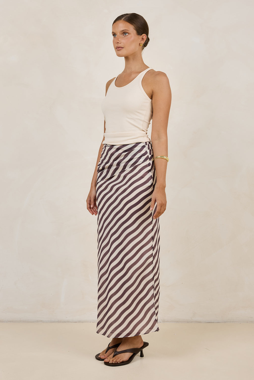 Paloma Maxi Skirt (Espresso/Beige)