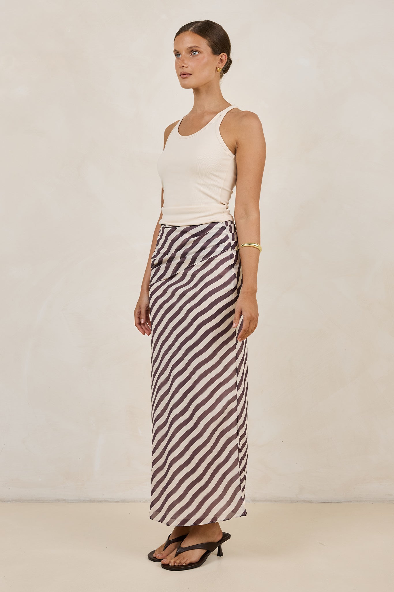 Paloma Maxi Skirt (Espresso/Beige)