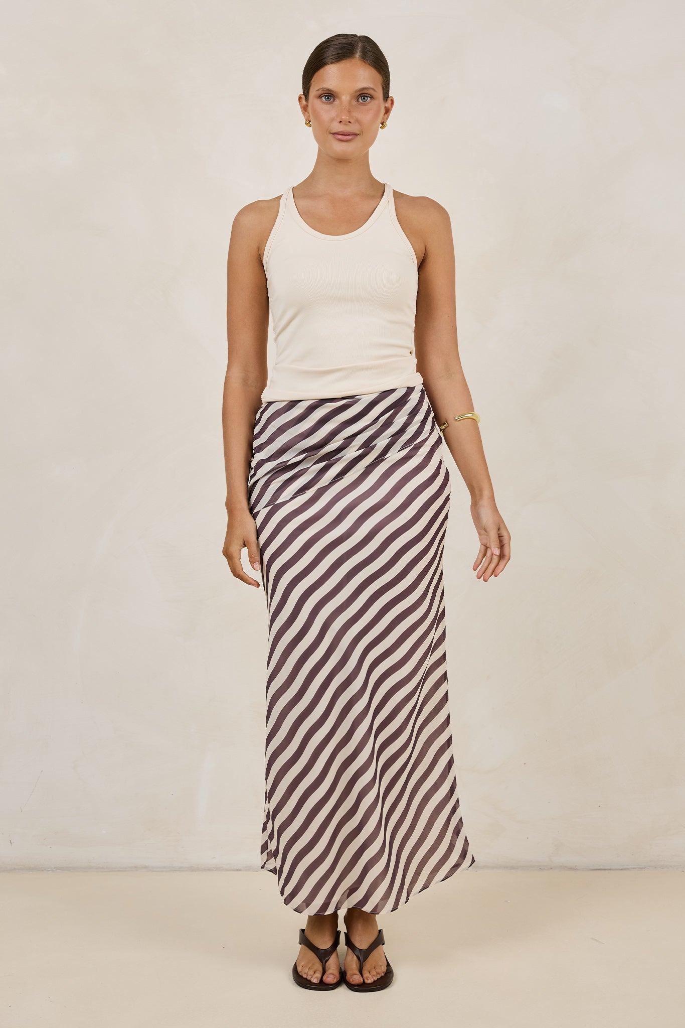 Paloma Maxi Skirt (Espresso/Beige)