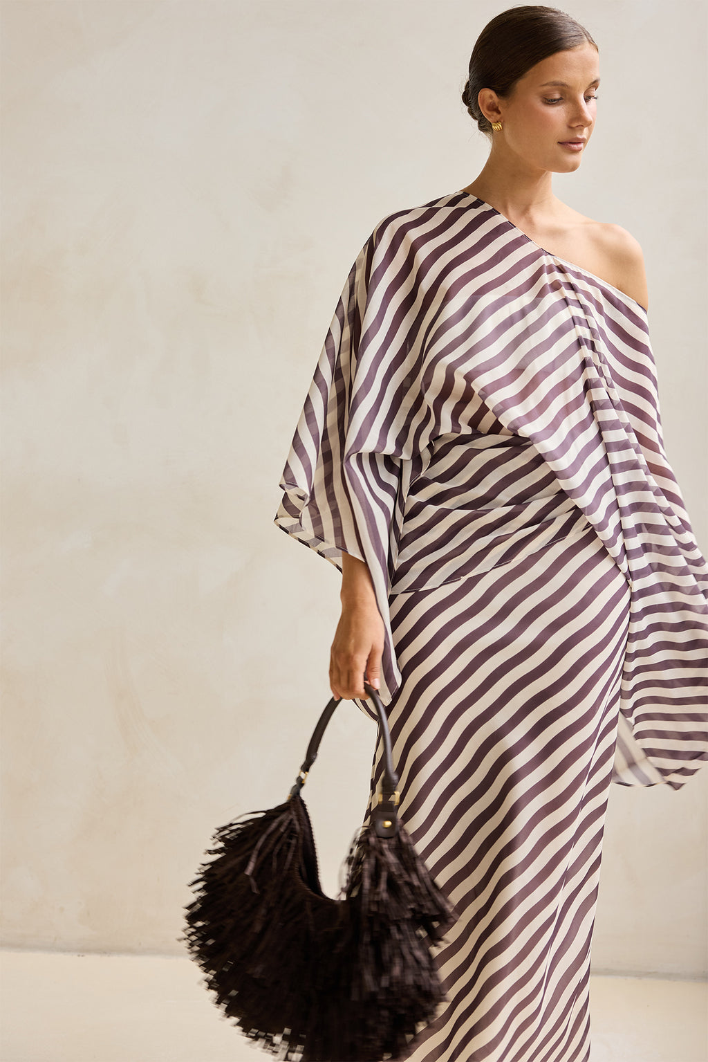 Paloma Batwing Top (Espresso/Beige Stripe)