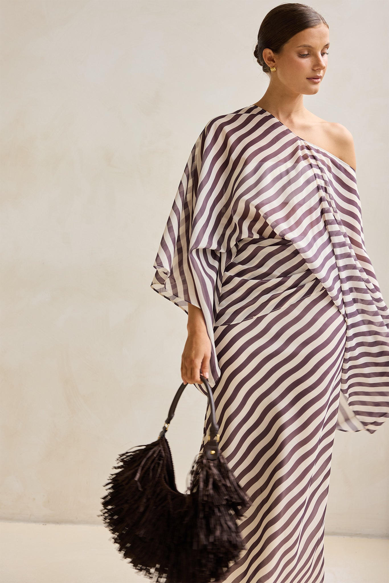 Paloma Batwing Top (Espresso/Beige Stripe)