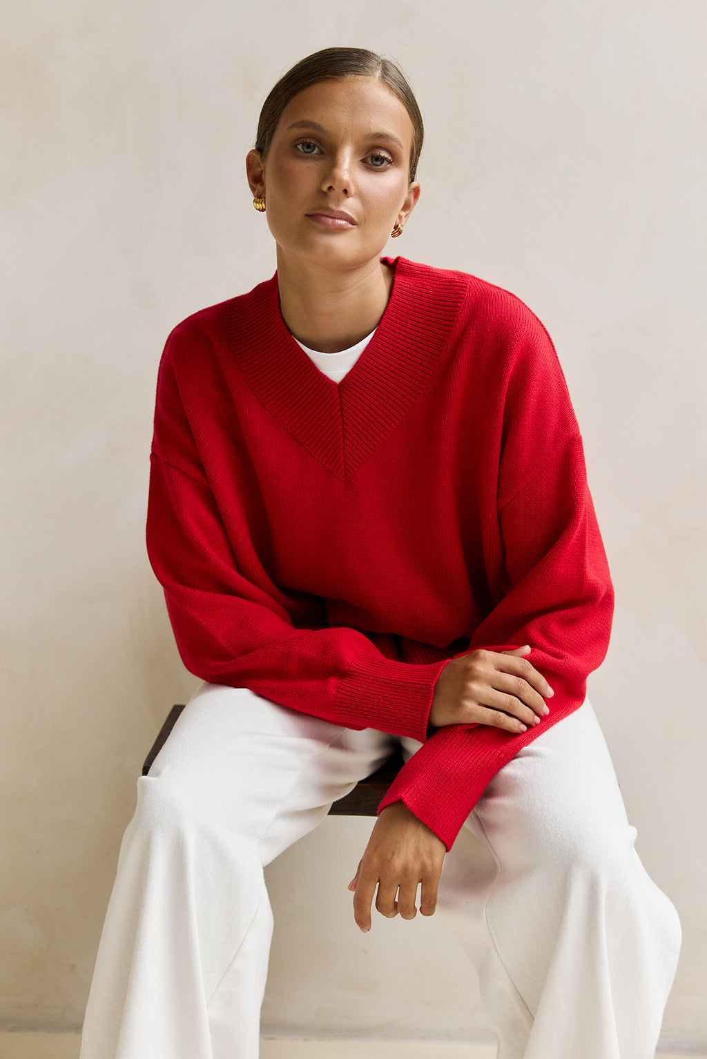 Reed V-Neck Jumper (Red)