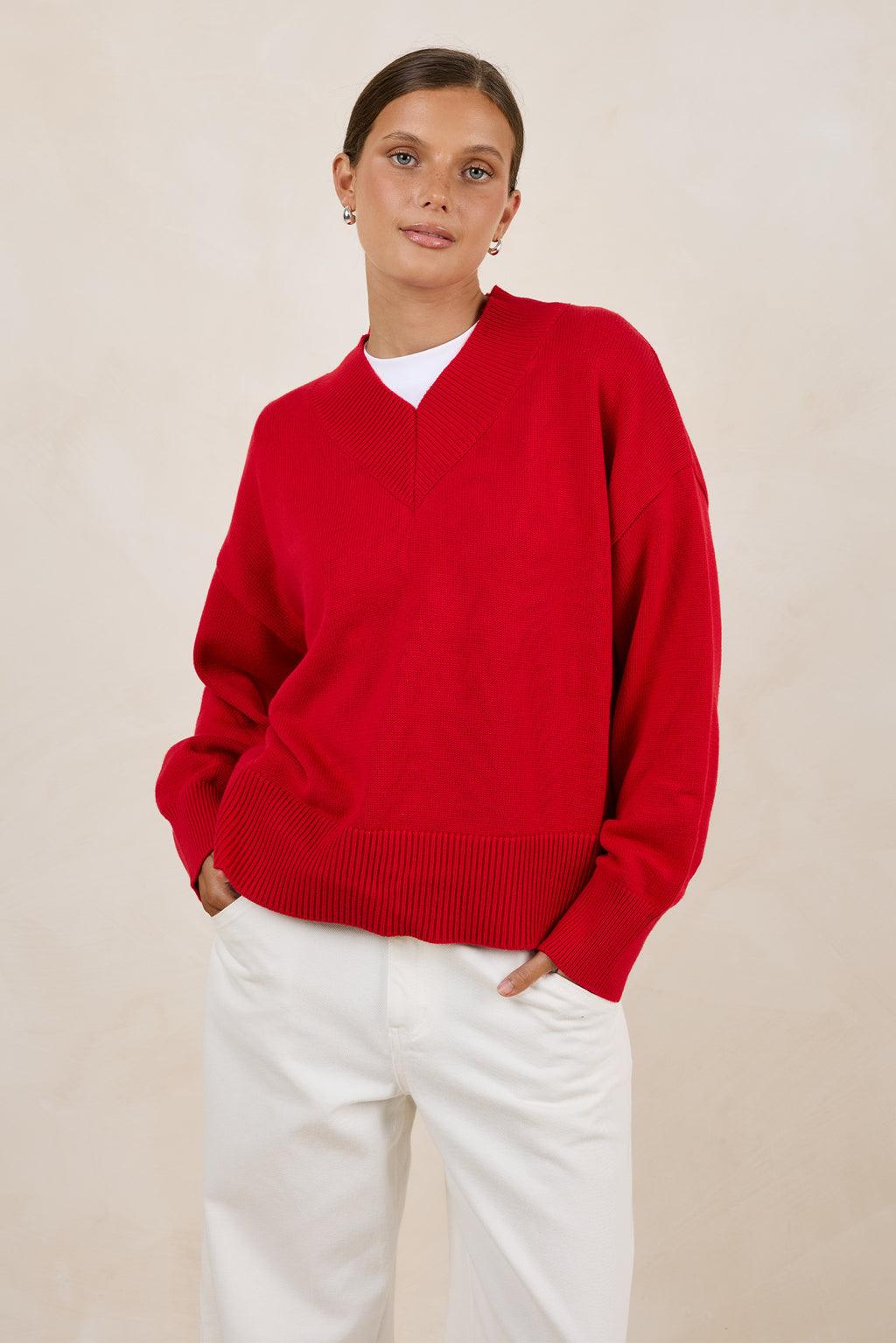 Reed V-Neck Jumper (Red)