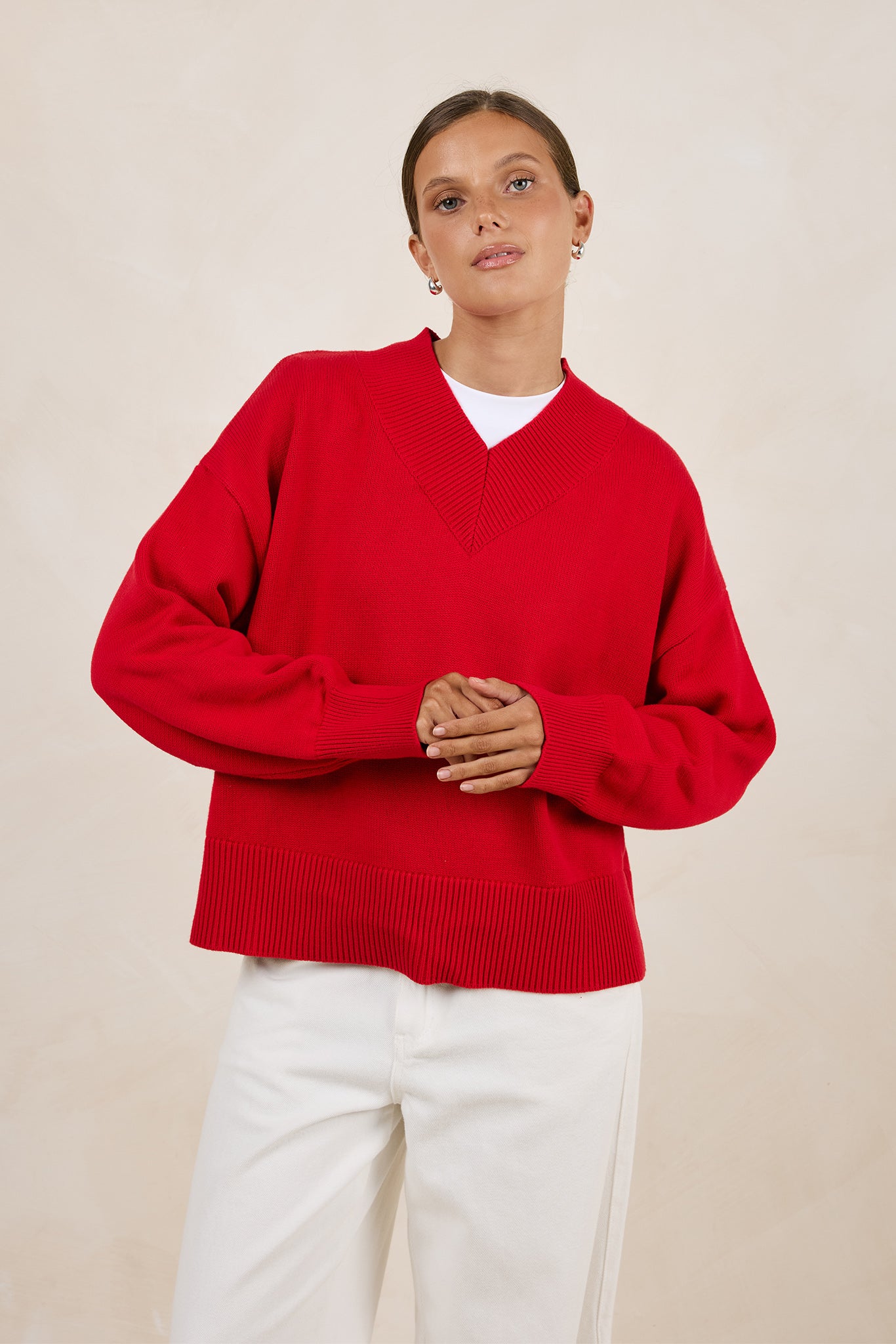 Reed V-Neck Jumper (Red)