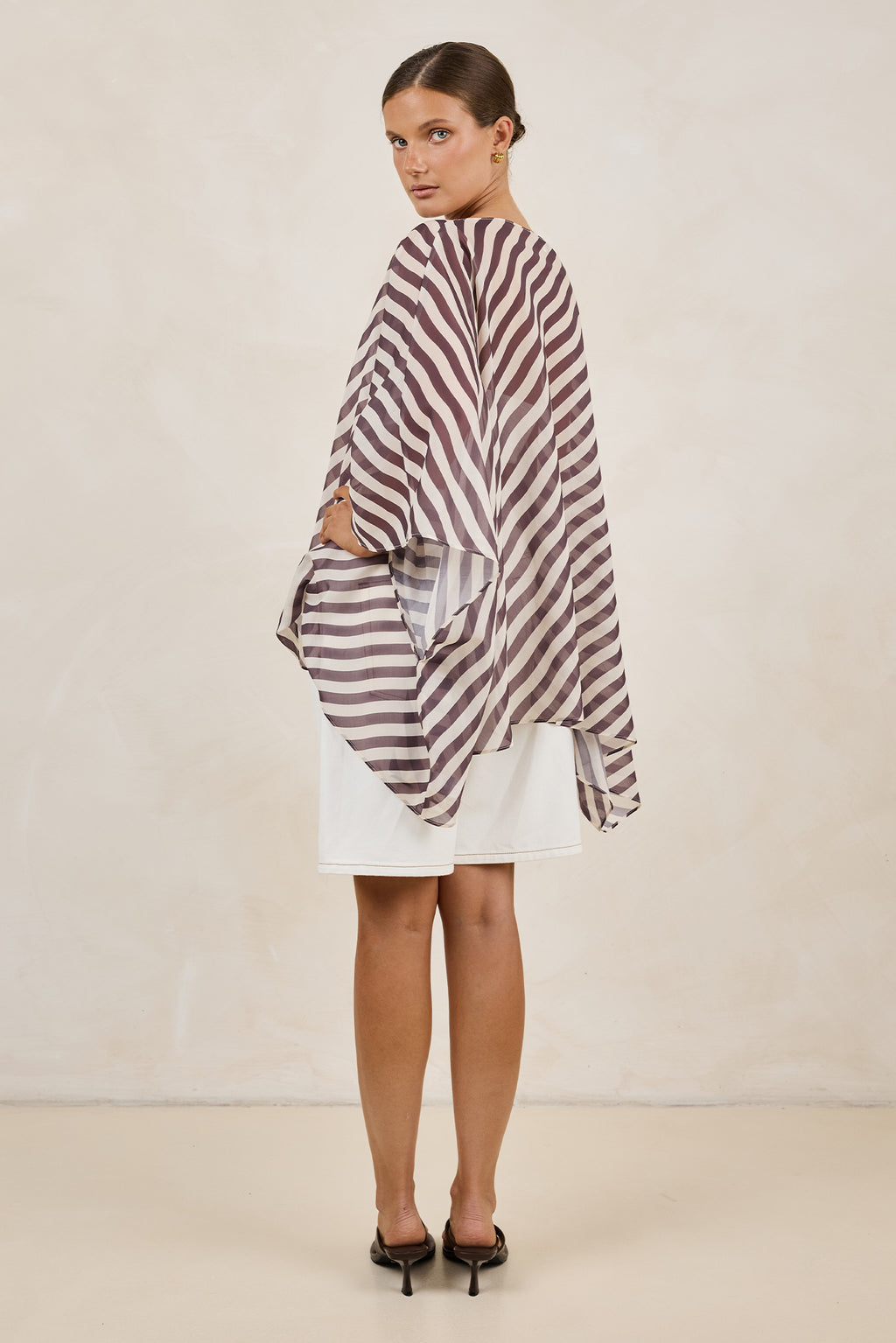 Paloma Batwing Top (Espresso/Beige Stripe)
