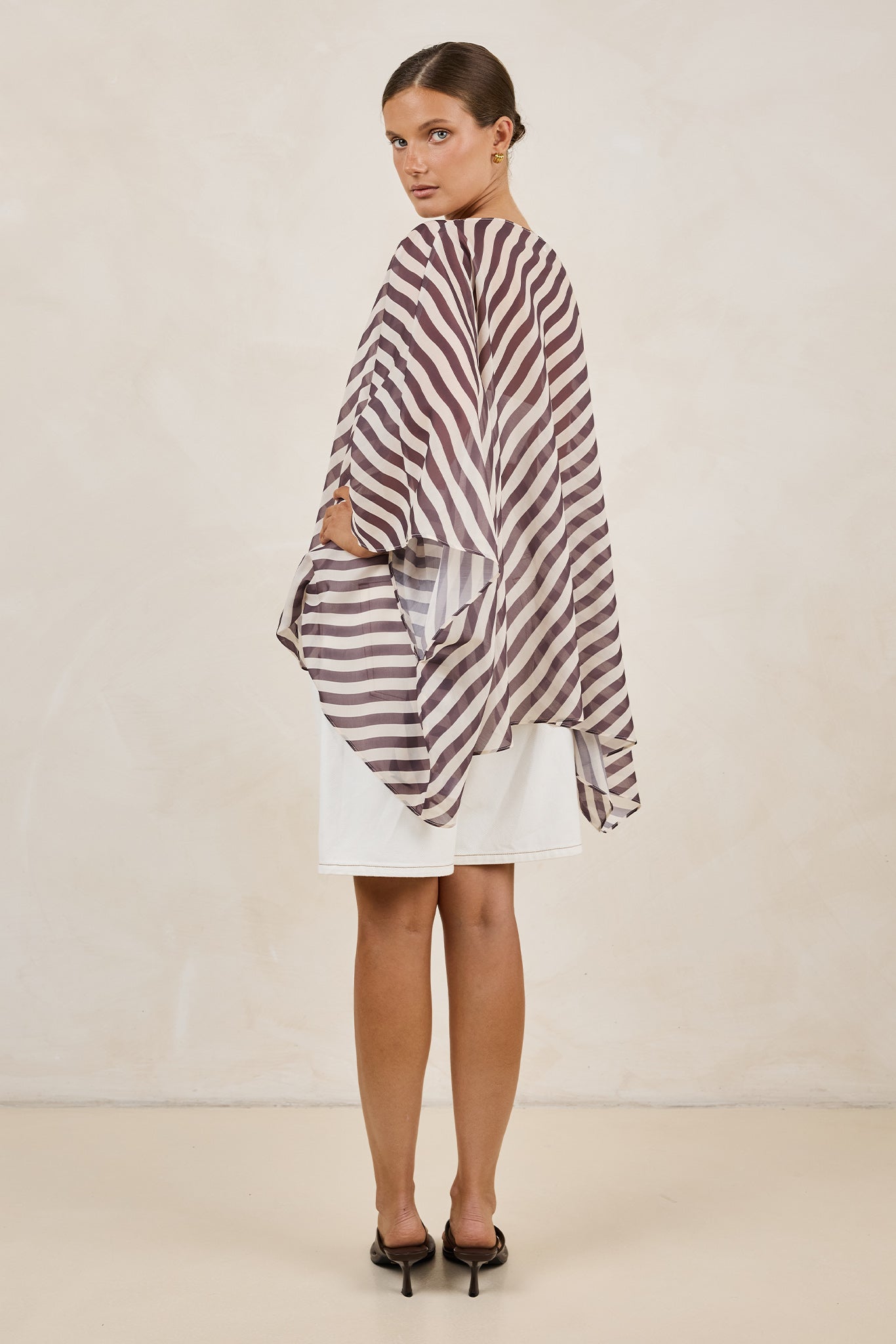 Paloma Batwing Top (Espresso/Beige Stripe)