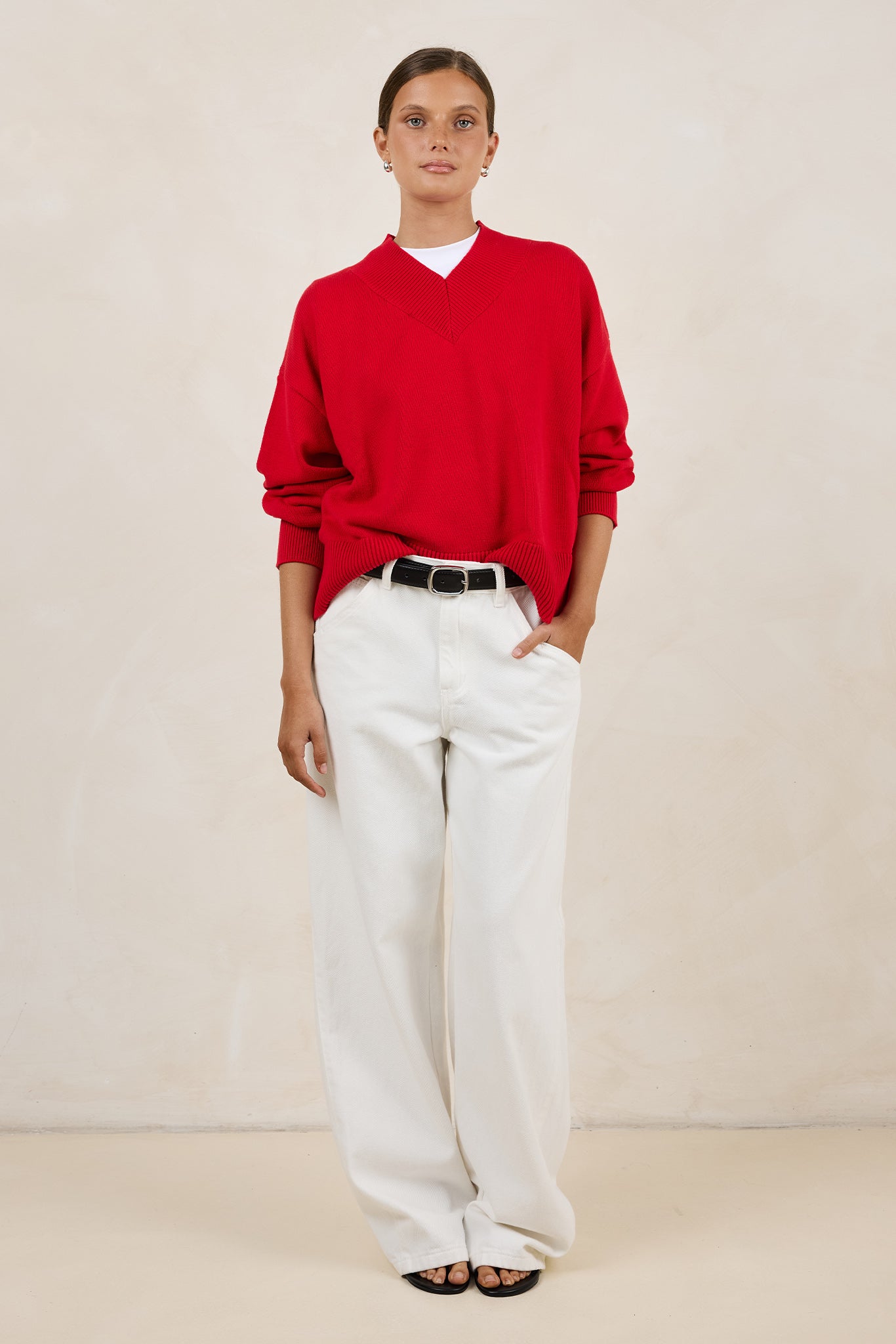 Reed V-Neck Jumper (Red)