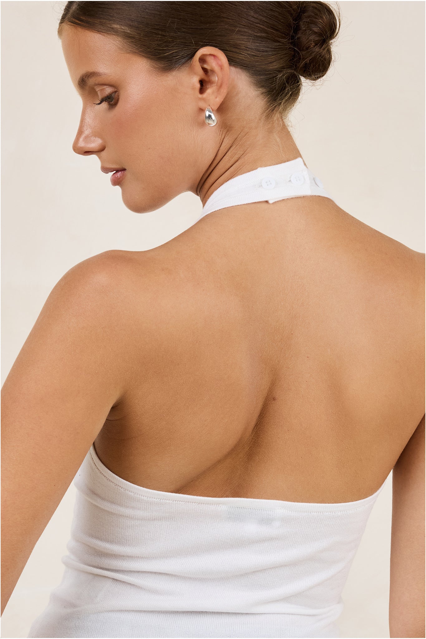 Rylee Knit Halter Top (White)