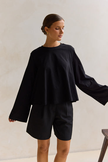 Harper Swing Long Sleeve Tee (Black)