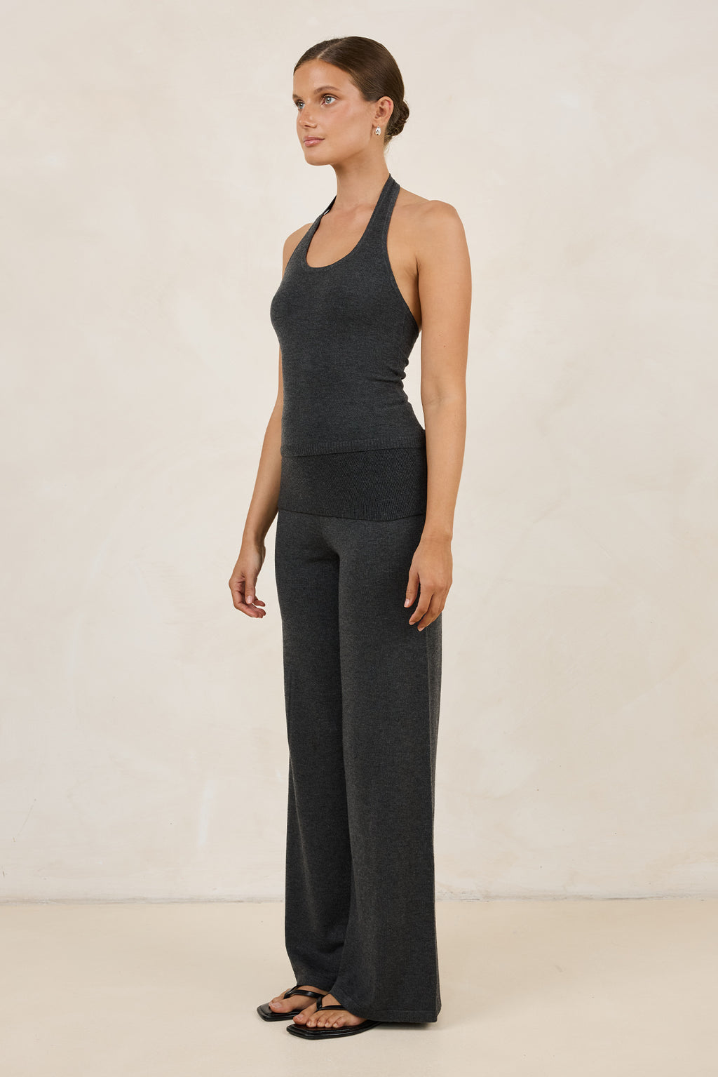 Rylee Knit Halter Top (Charcoal)