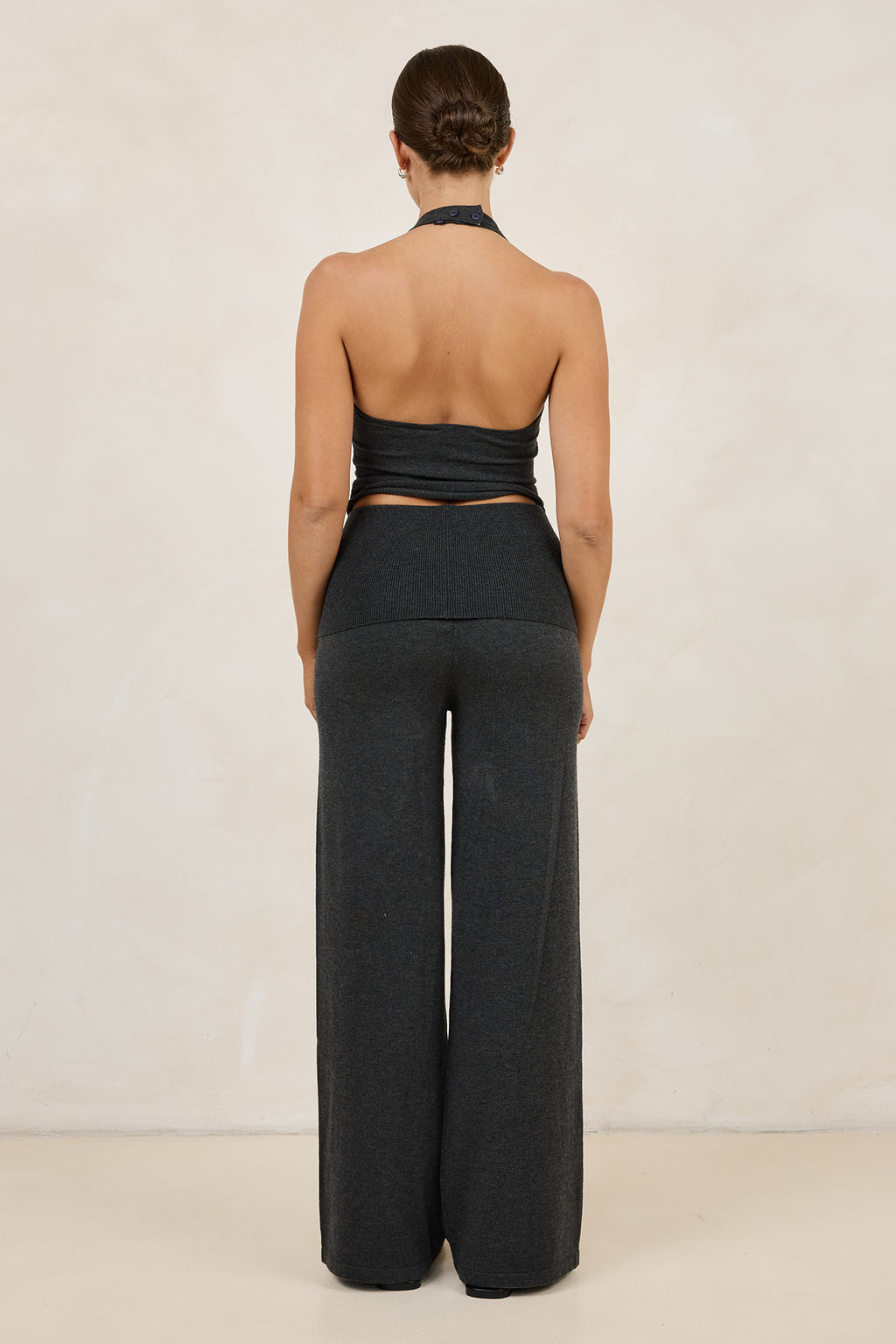 Rylee Knit Foldover Pant (Charcoal)