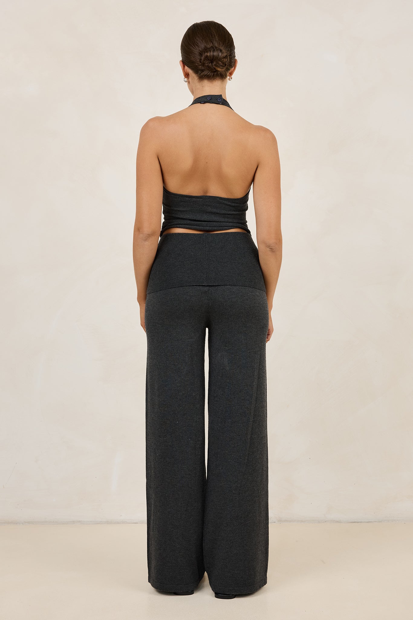 Rylee Knit Foldover Pant (Charcoal)