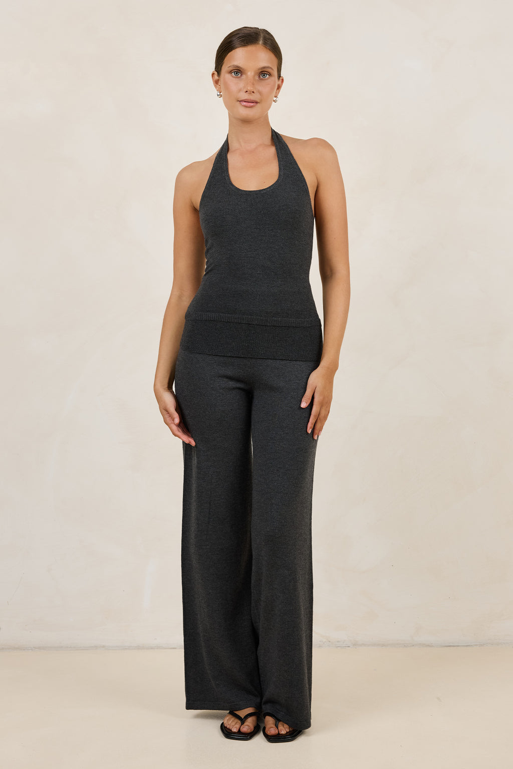 Rylee Knit Halter Top (Charcoal)