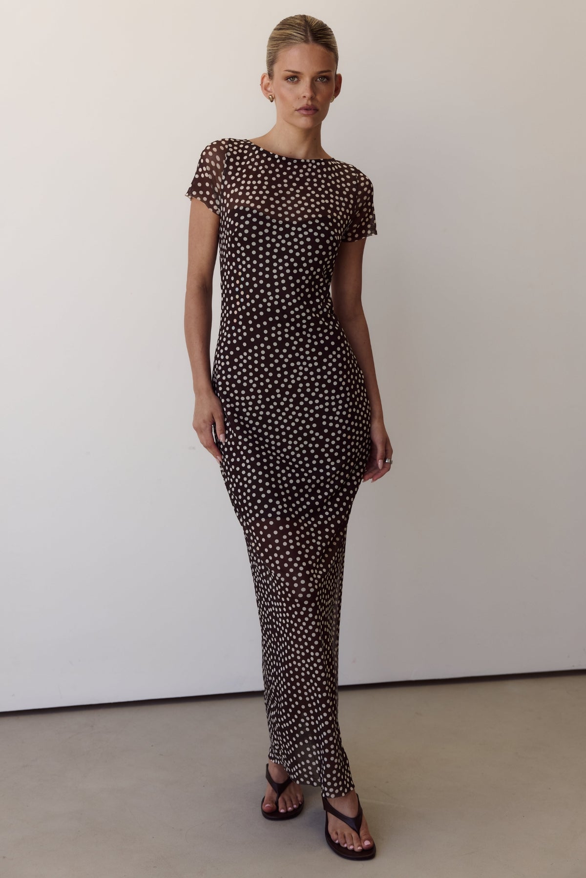 Maddison Maxi Dress (Chocolate Polka)