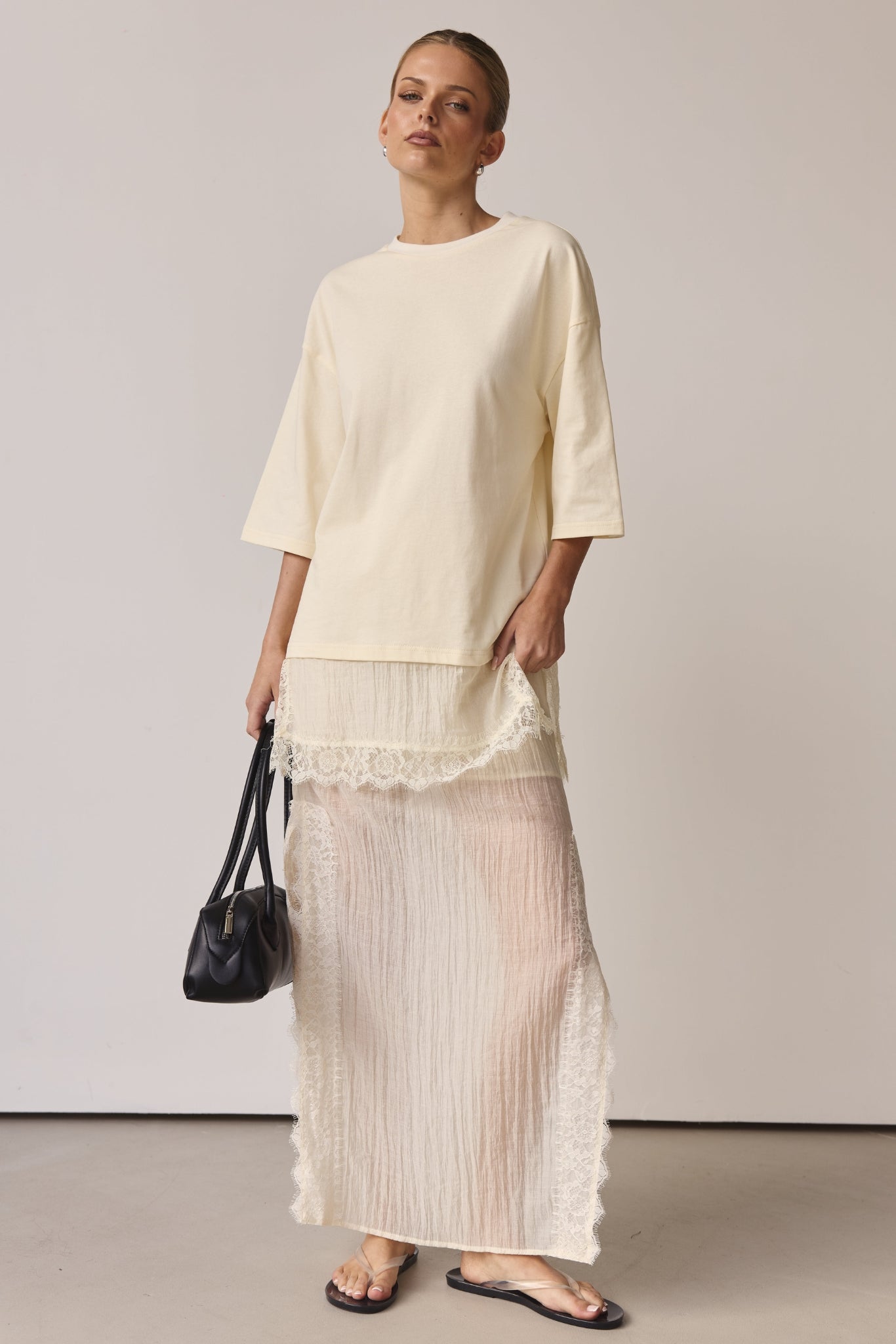 Ziggy Lace Maxi Skirt (Buttercream)