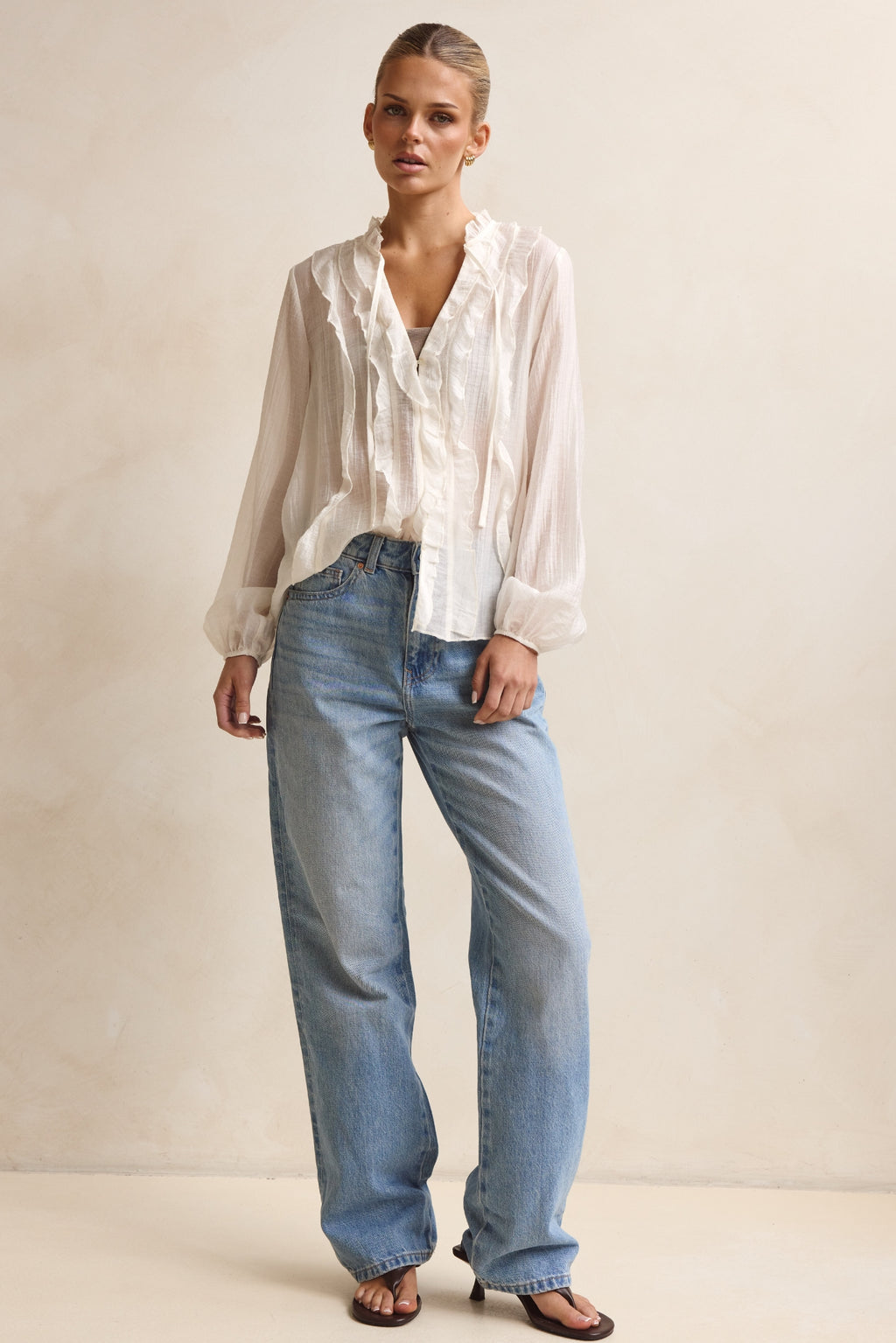 Colette Ruffle Shirt (Cream)
