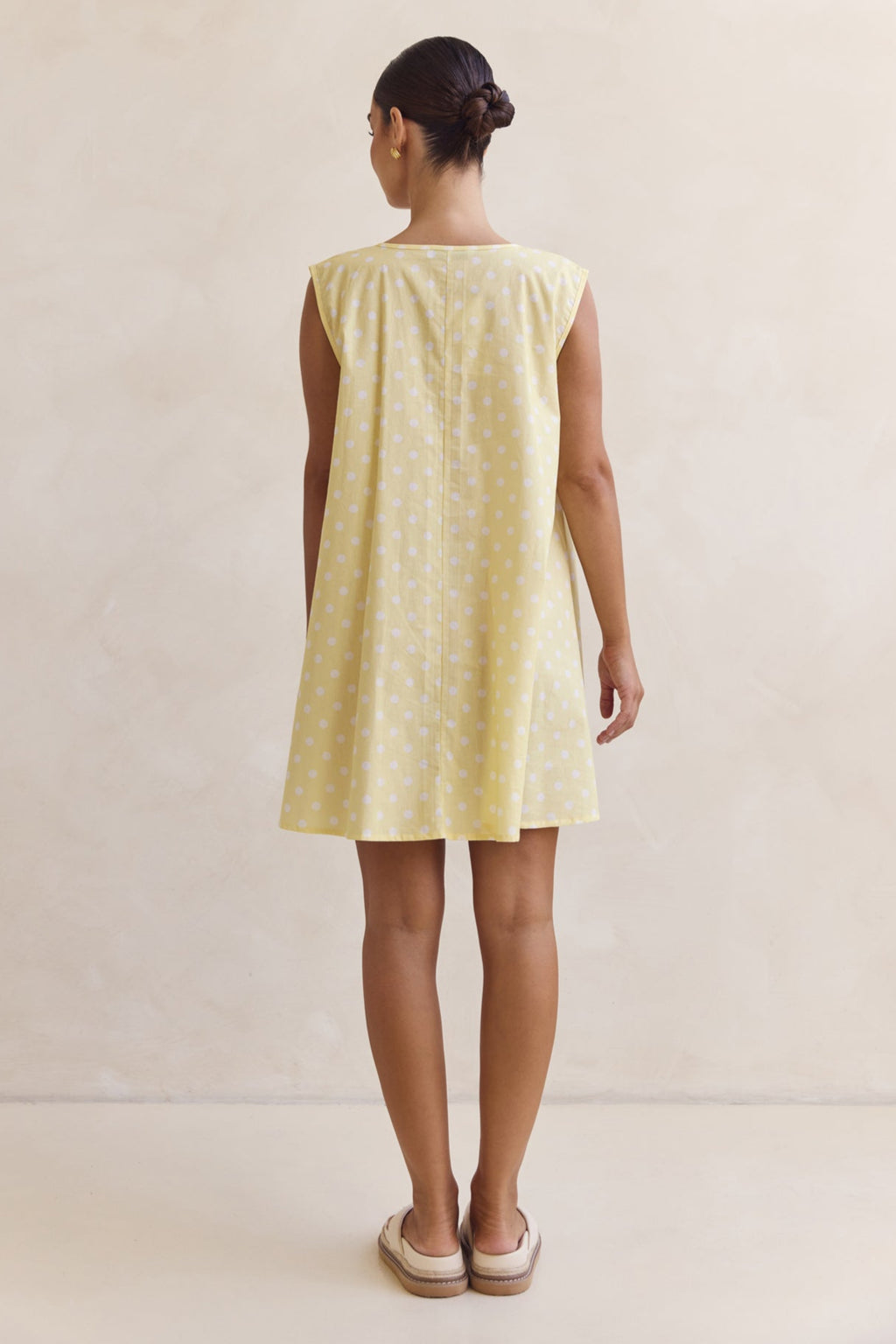 Helena Mini Dress (Lemon Polka Dot)