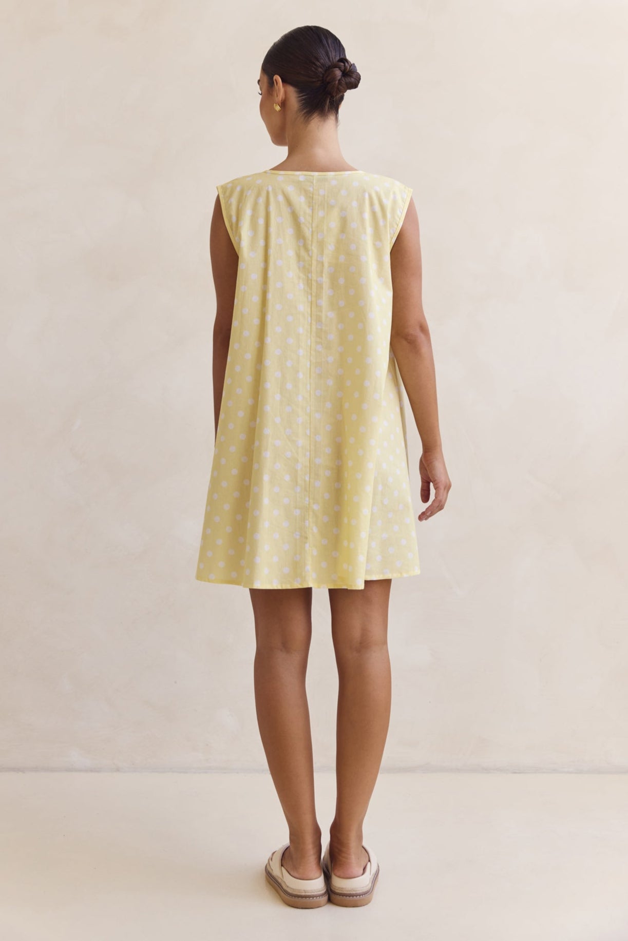 Helena Mini Dress (Lemon Polka Dot)