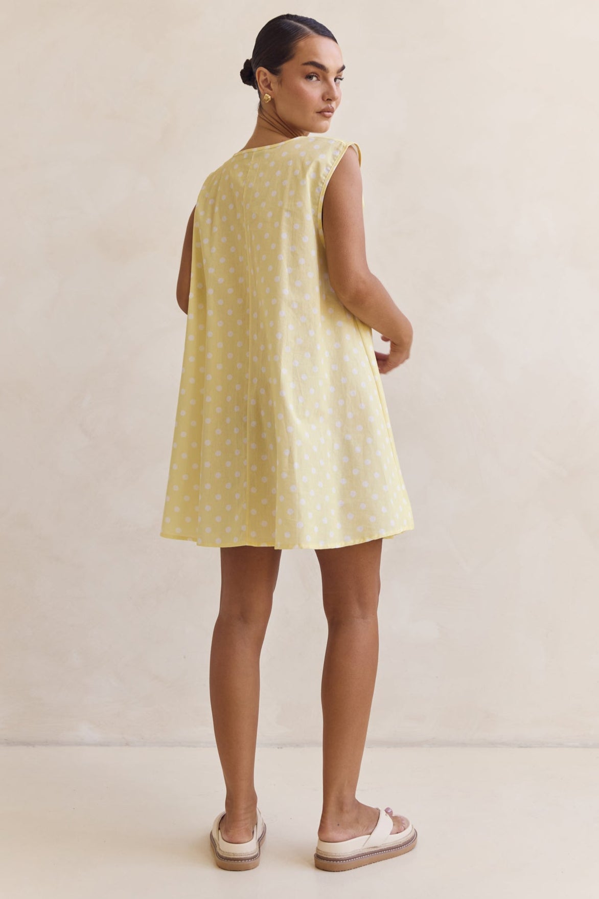 Helena Mini Dress (Lemon Polka Dot)