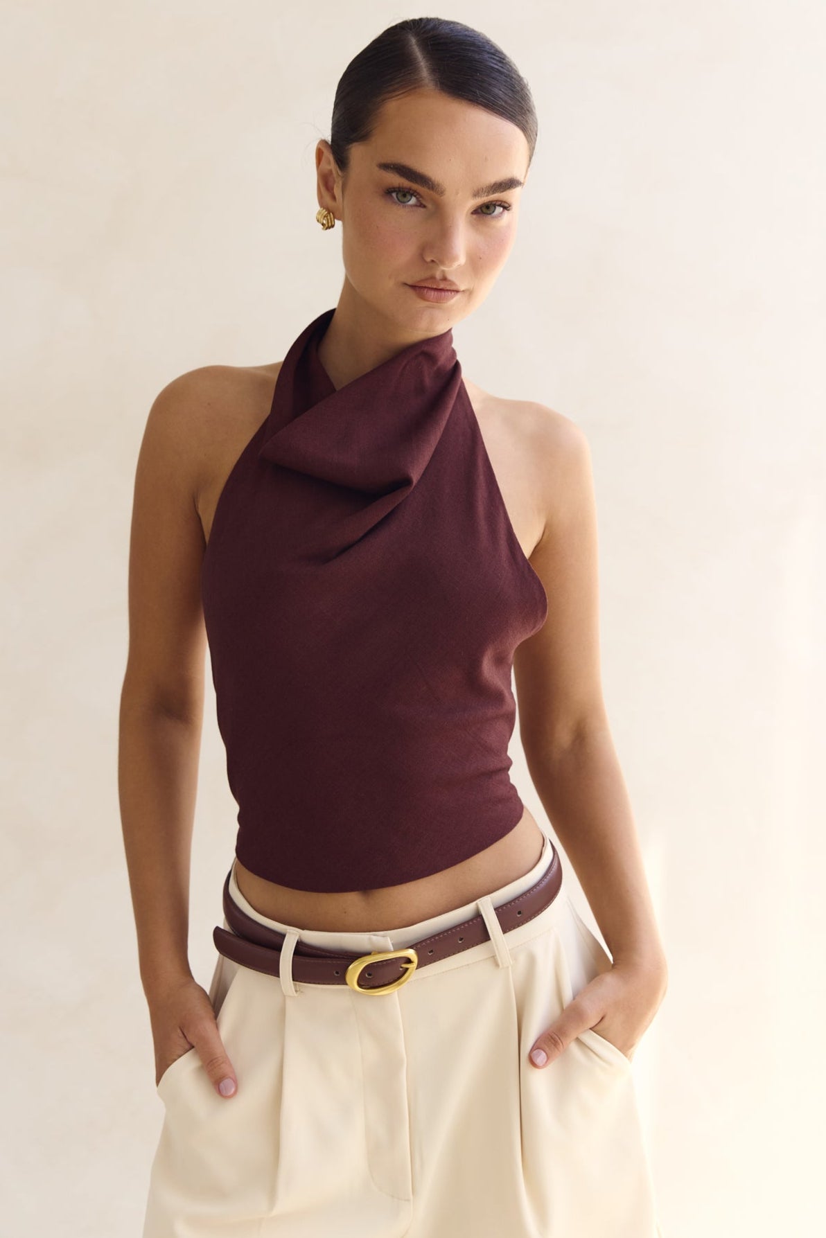 Tess Halter Top (Chestnut)