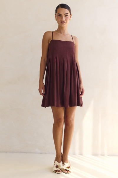 Haven Mini Dress (Chestnut)