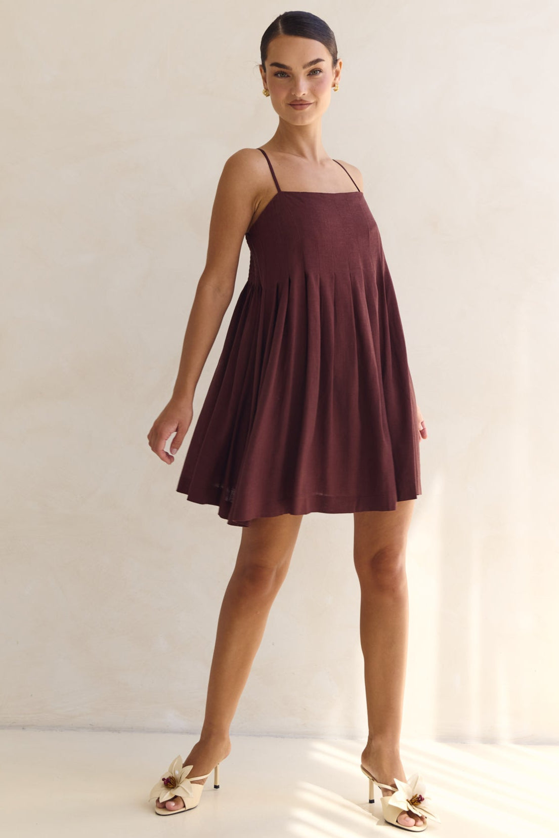 Haven Mini Dress (Chestnut)