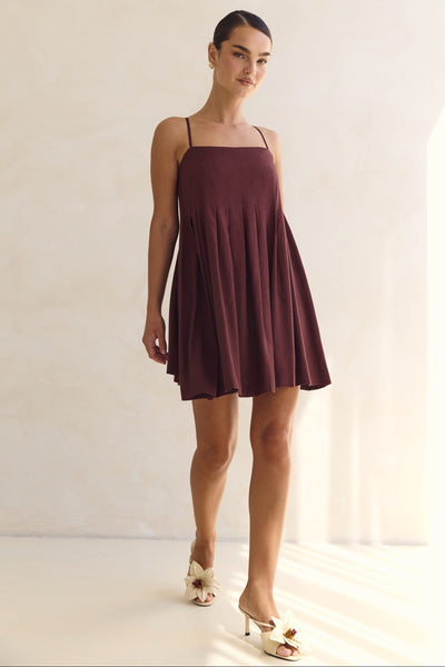 Haven Mini Dress (Chestnut)