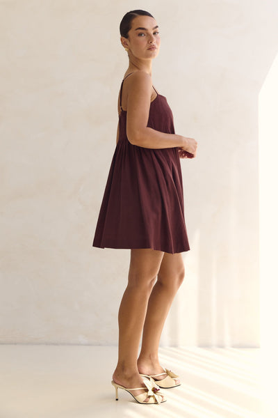 Haven Mini Dress (Chestnut)