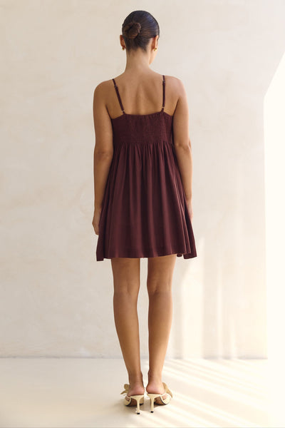Haven Mini Dress (Chestnut)