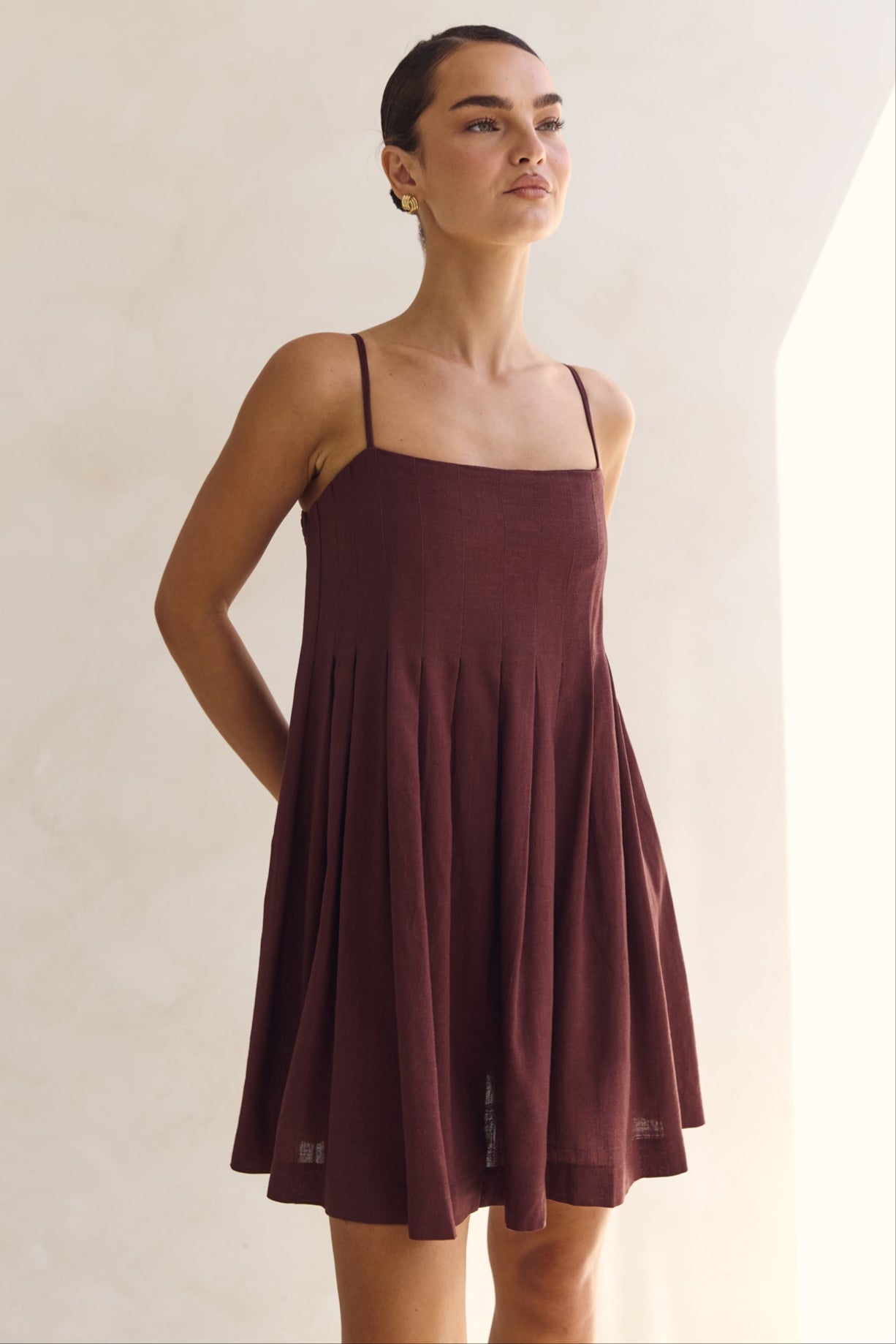 Haven Mini Dress (Chestnut)