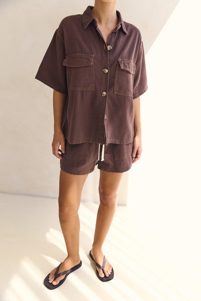 Beatrice Denim Set (Chocolate)