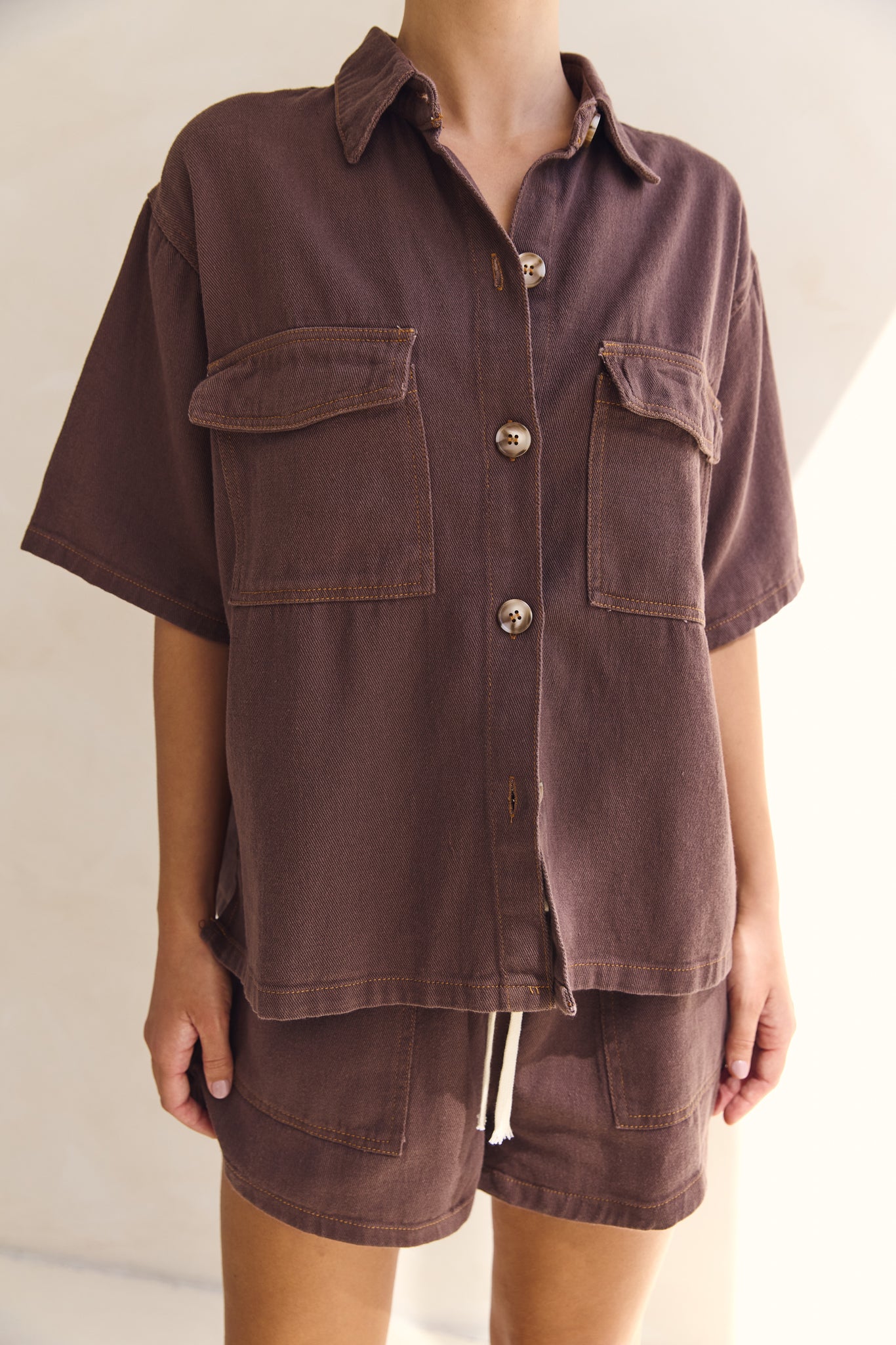 Beatrice Denim Set (Chocolate)