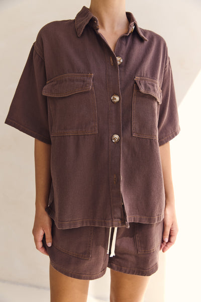 Beatrice Denim Set (Chocolate)
