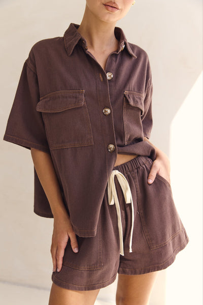 Beatrice Denim Set (Chocolate)