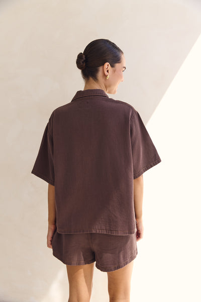 Beatrice Denim Set (Chocolate)