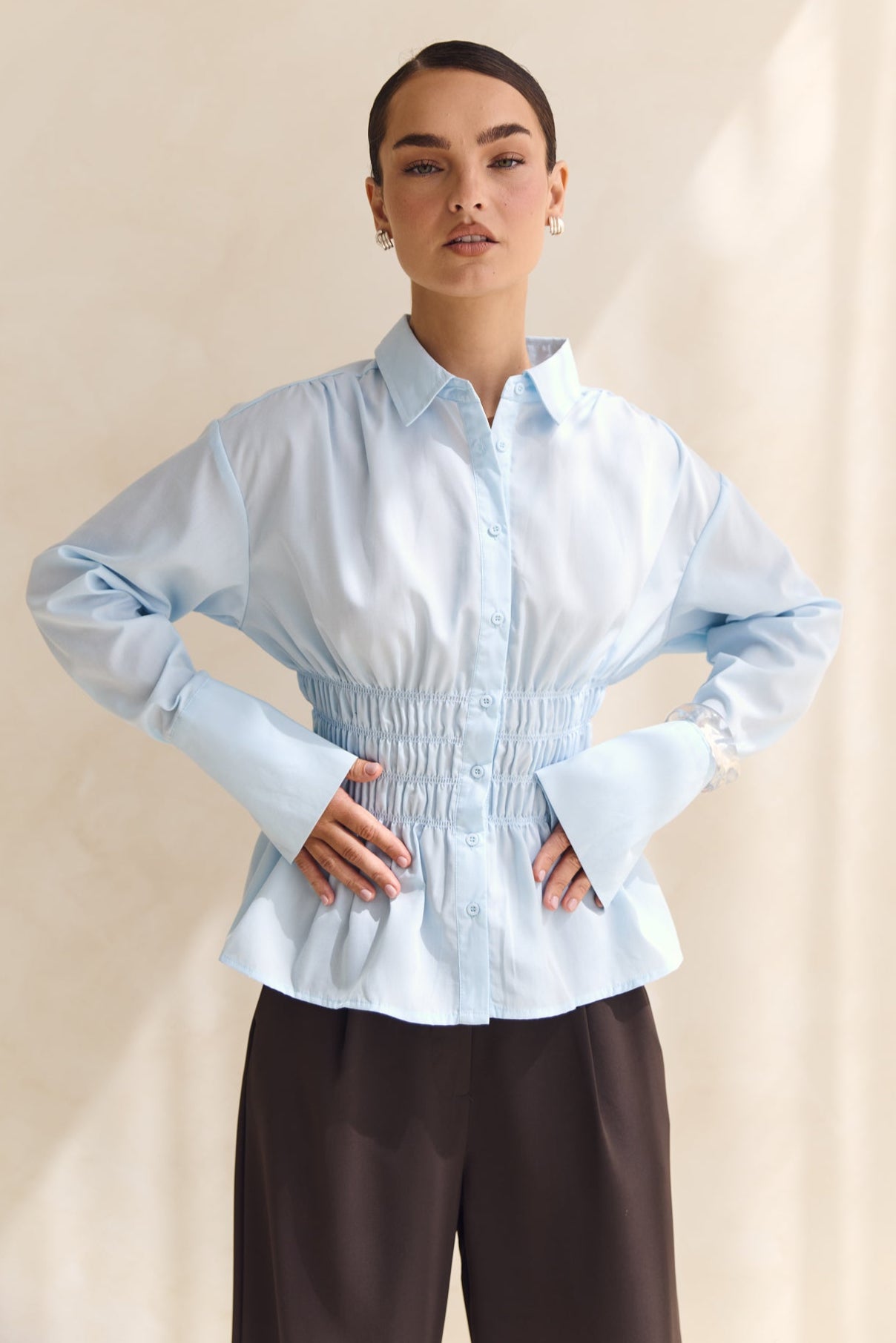 Leya Long Sleeve Shirt (Light Blue)