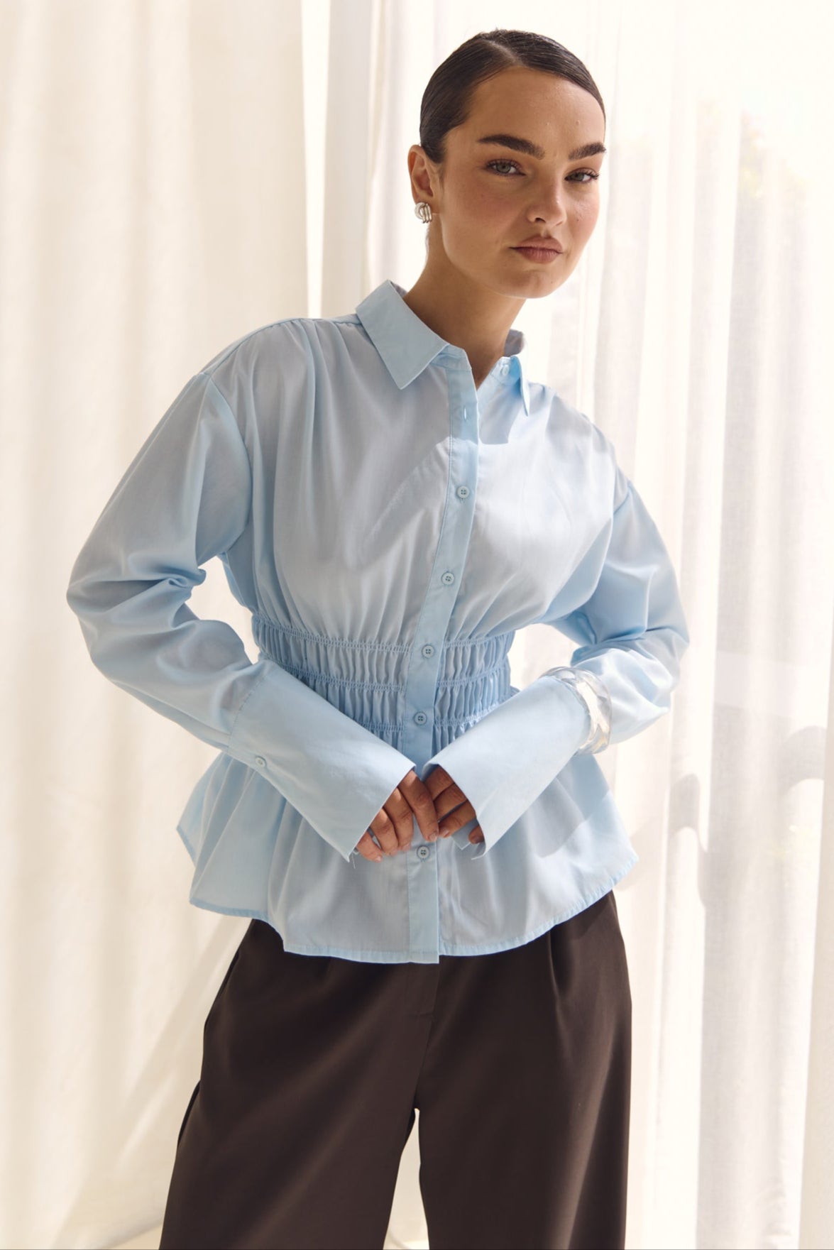 Leya Long Sleeve Shirt (Light Blue)