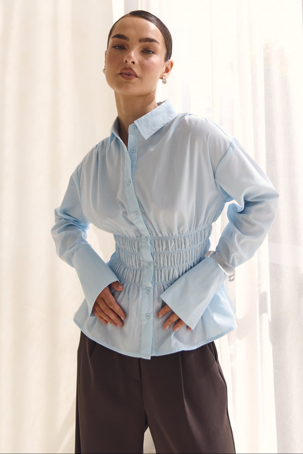 Leya Long Sleeve Shirt (Light Blue)