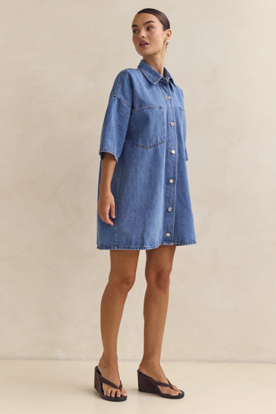 Parker Denim Shirt Dress (Blue)