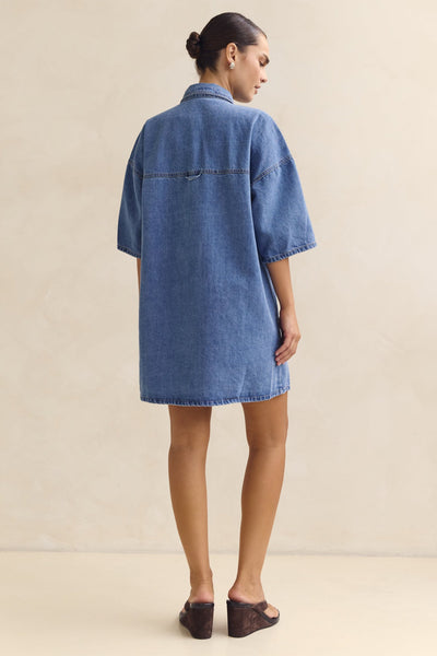 Parker Denim Shirt Dress (Blue)