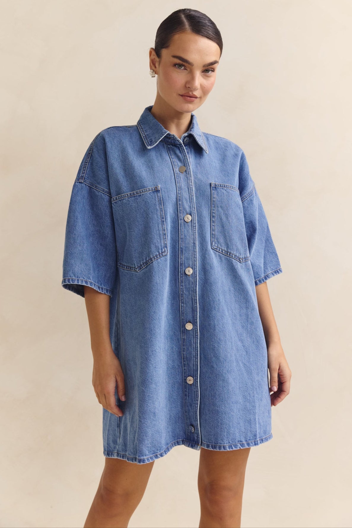 Parker Denim Shirt Dress (Blue)
