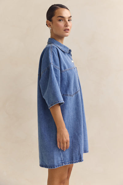 Parker Denim Shirt Dress (Blue)