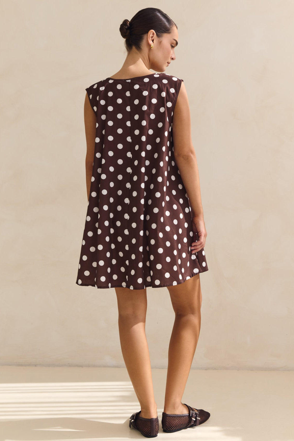 Helena Mini Dress (Chocolate Polka Dot)