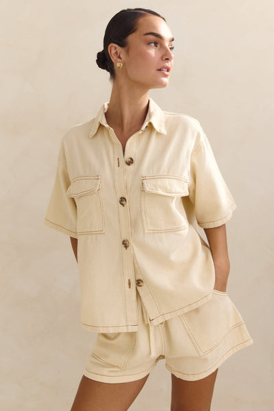 Beatrice Denim Set (Cream)