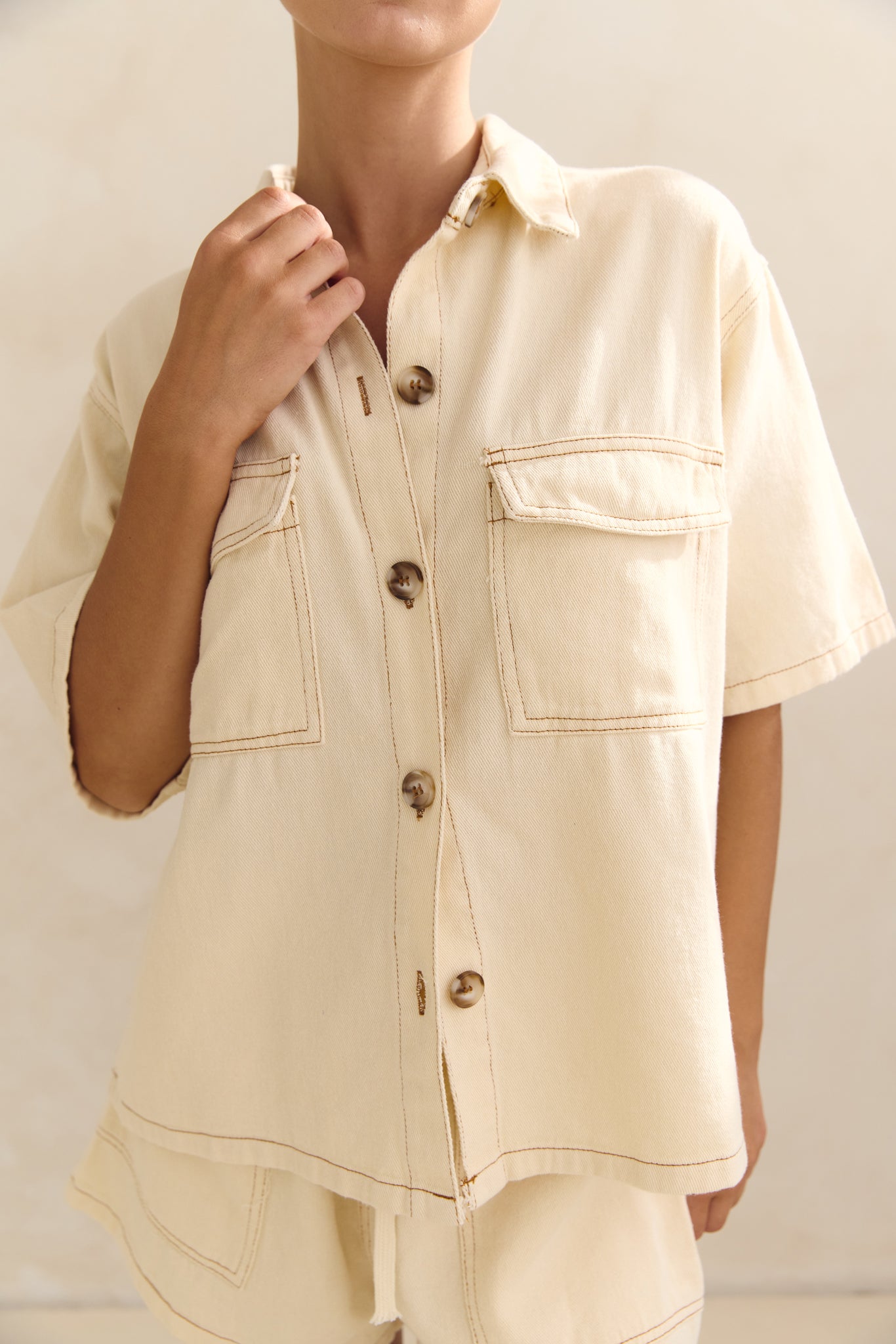 Beatrice Denim Set (Cream)