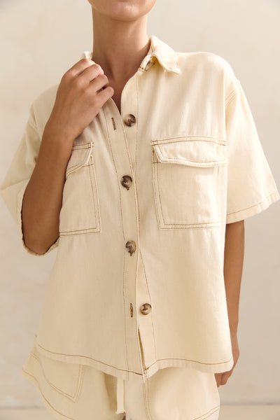 Beatrice Denim Set (Cream)