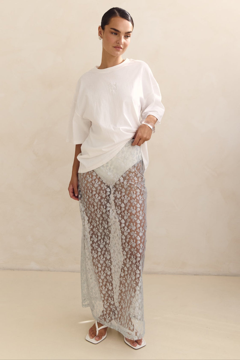 Jaida Lace Midi Skirt (Blue)