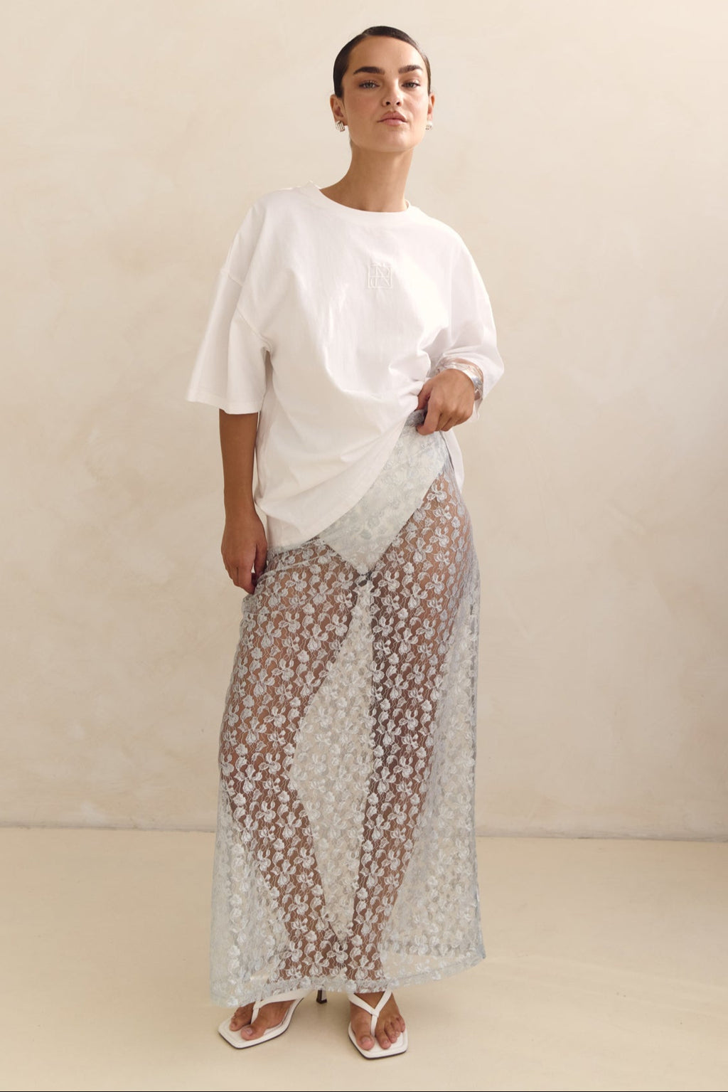 Jaida Lace Midi Skirt (Blue)