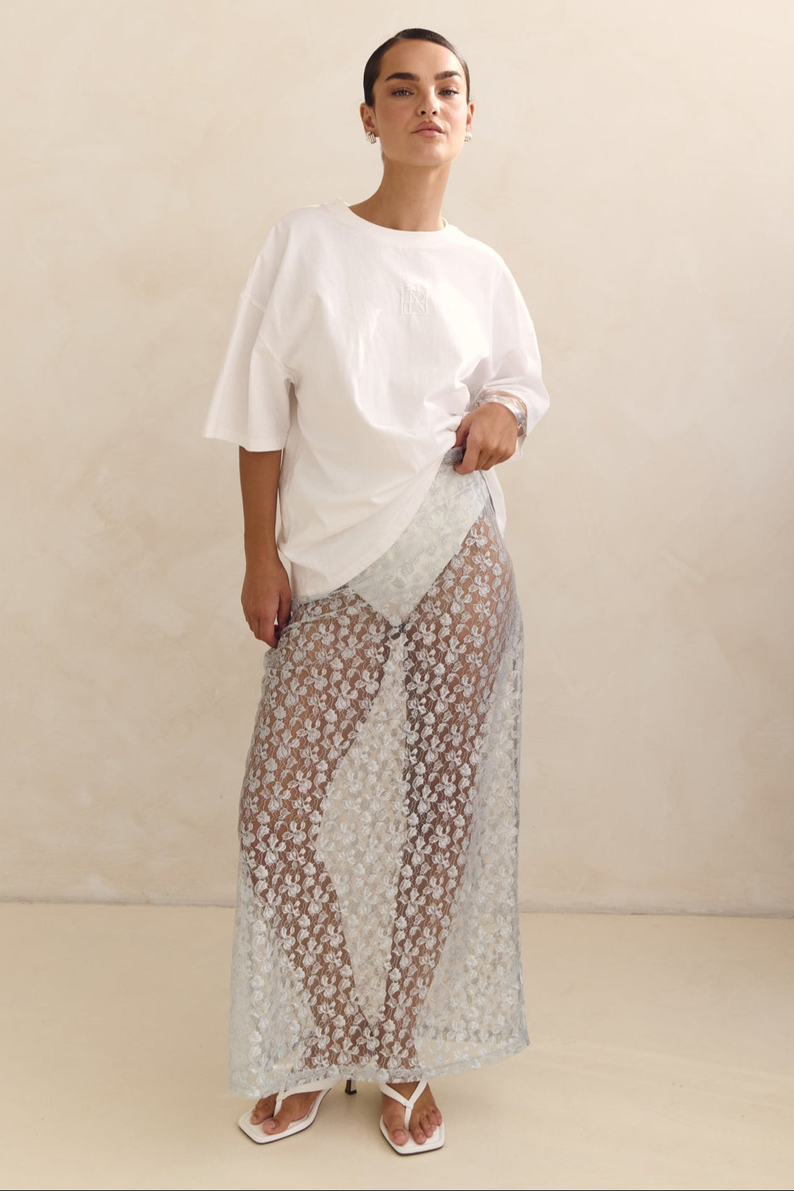 Jaida Lace Midi Skirt (Blue)