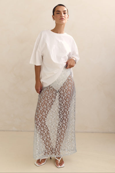 Jaida Lace Midi Skirt (Blue)